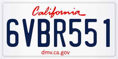 CA license plate 6VBR551