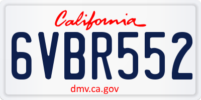 CA license plate 6VBR552