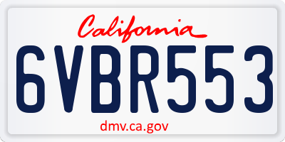 CA license plate 6VBR553