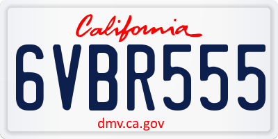 CA license plate 6VBR555