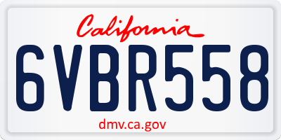 CA license plate 6VBR558