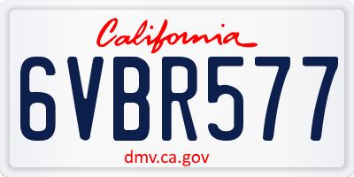 CA license plate 6VBR577