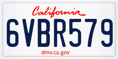CA license plate 6VBR579