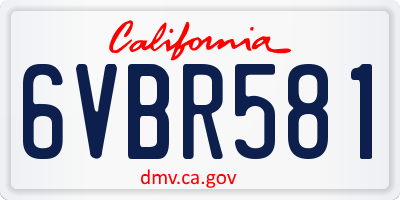 CA license plate 6VBR581
