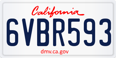 CA license plate 6VBR593