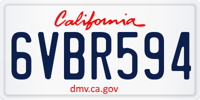 CA license plate 6VBR594