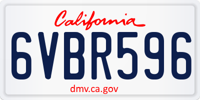 CA license plate 6VBR596