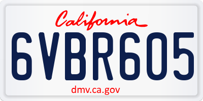 CA license plate 6VBR605