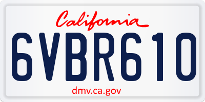 CA license plate 6VBR610