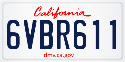 CA license plate 6VBR611
