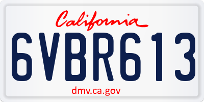 CA license plate 6VBR613