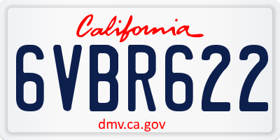 CA license plate 6VBR622