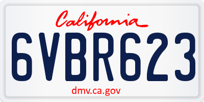 CA license plate 6VBR623