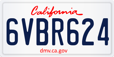 CA license plate 6VBR624