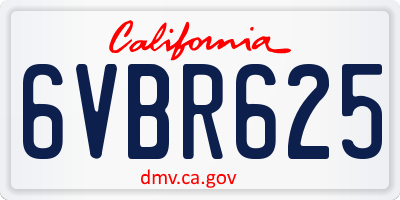 CA license plate 6VBR625