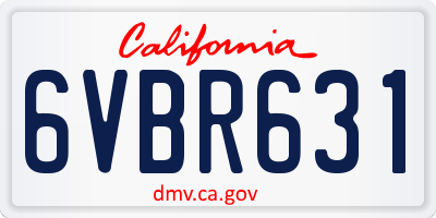 CA license plate 6VBR631