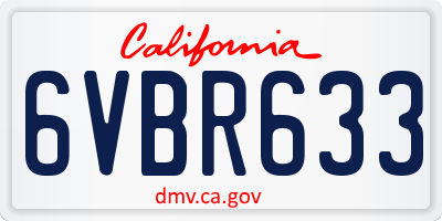 CA license plate 6VBR633