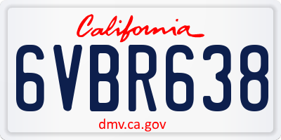 CA license plate 6VBR638