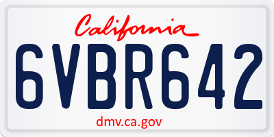 CA license plate 6VBR642