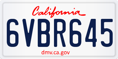 CA license plate 6VBR645