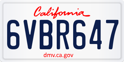 CA license plate 6VBR647