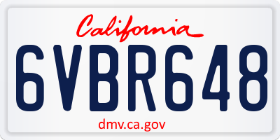 CA license plate 6VBR648