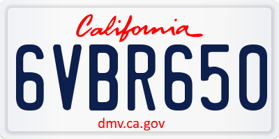 CA license plate 6VBR650