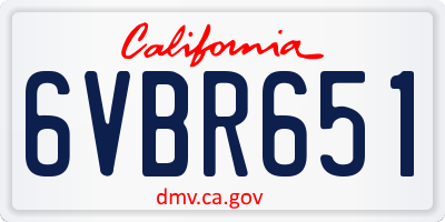 CA license plate 6VBR651