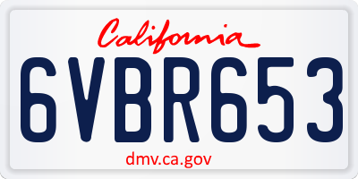 CA license plate 6VBR653
