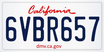 CA license plate 6VBR657