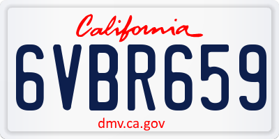 CA license plate 6VBR659