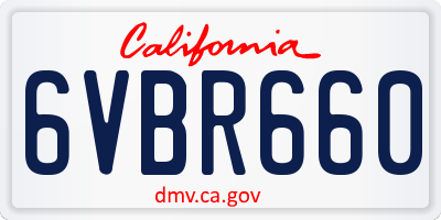 CA license plate 6VBR660