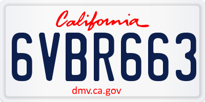 CA license plate 6VBR663