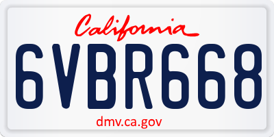 CA license plate 6VBR668