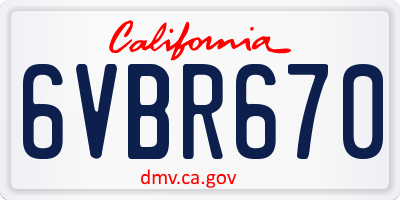 CA license plate 6VBR670