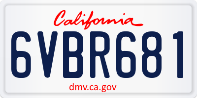 CA license plate 6VBR681