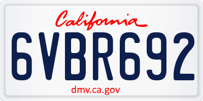 CA license plate 6VBR692