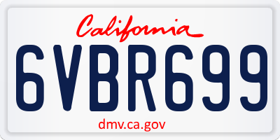 CA license plate 6VBR699
