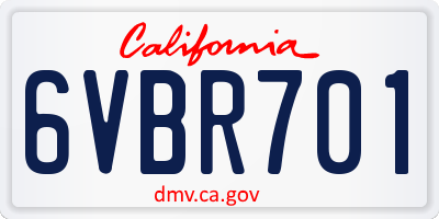 CA license plate 6VBR701