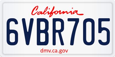 CA license plate 6VBR705