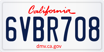 CA license plate 6VBR708