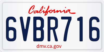 CA license plate 6VBR716