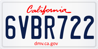 CA license plate 6VBR722