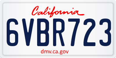 CA license plate 6VBR723