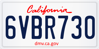 CA license plate 6VBR730