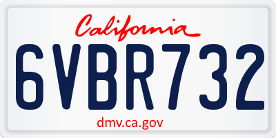 CA license plate 6VBR732