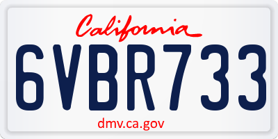 CA license plate 6VBR733