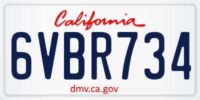 CA license plate 6VBR734