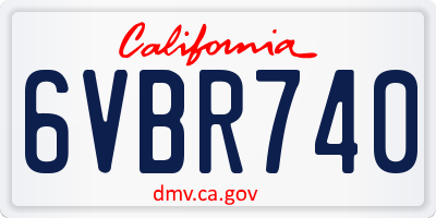 CA license plate 6VBR740