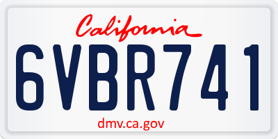 CA license plate 6VBR741